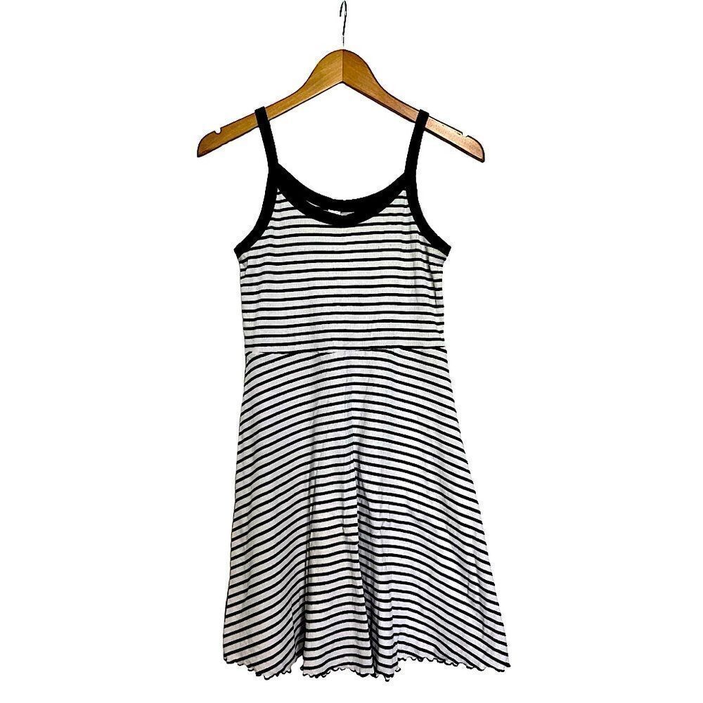 Justice Fit&Flare Dress Rib Knit Girls 14/16 Black & White Striped